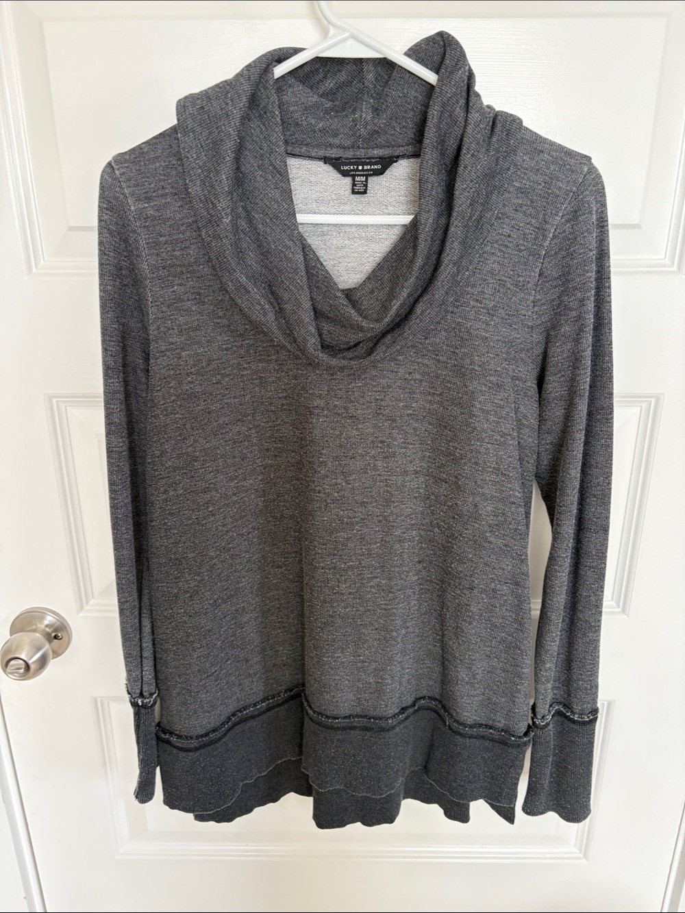 Lucky Brand Dark Gray Cowl Neck Pullover Sweatshirt